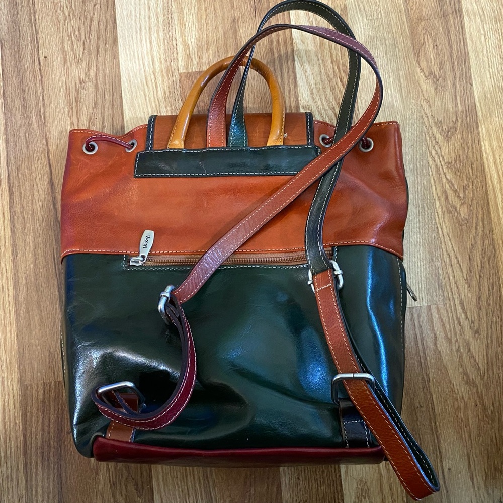 Italian Leather Multi Color Backpack - Picture 5 of 12
